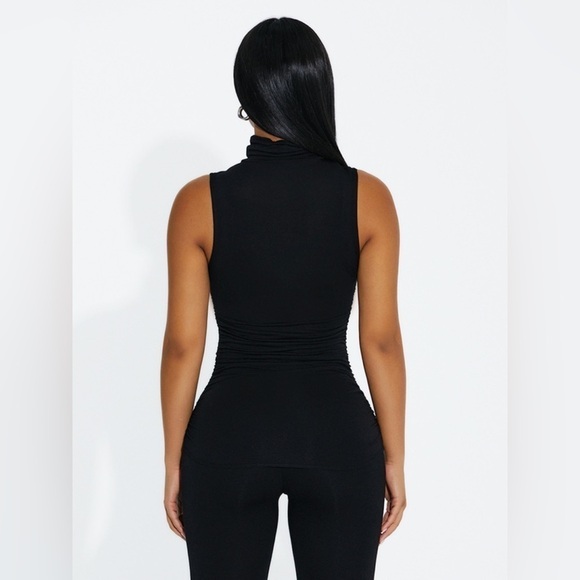 NEW Naked Wardrobe Black Micro Modal Far from Basic Sleeveless Turtleneck Top - Picture 3 of 6